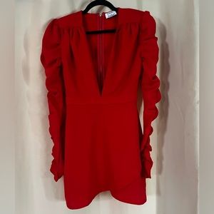 Red Long Sleeve Runway Dress